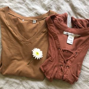 Bundle of 2 Earthy Toned Summer Tops-S/M
